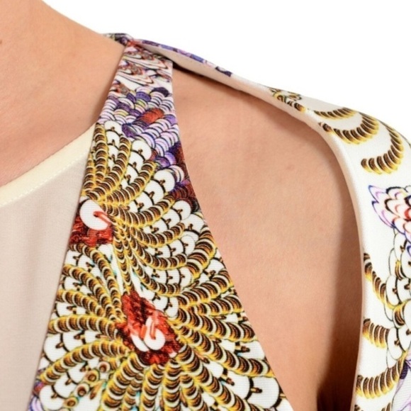 Roberto Cavalli Just Cavalli Printed Long Sleeve Mesh Dress Shoulder Slits US 2 - Picture 5 of 16